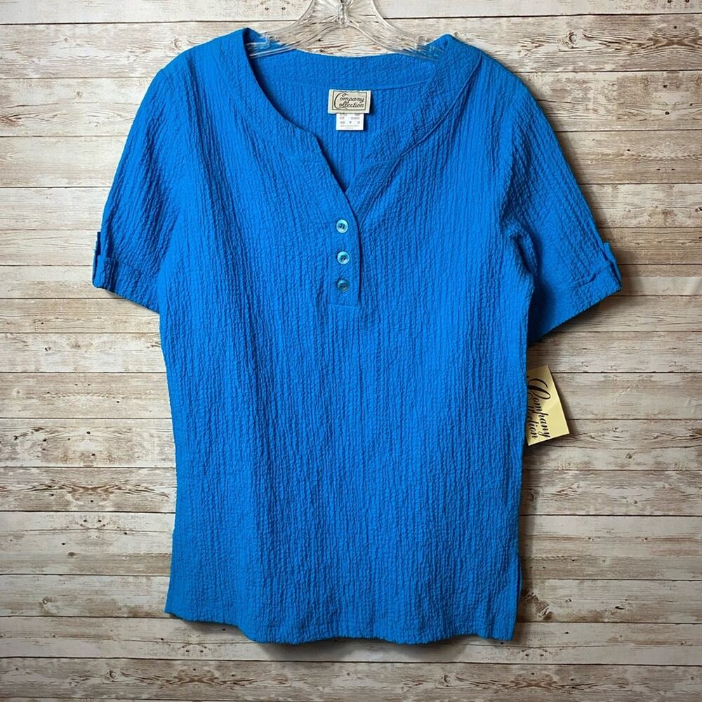 Company Collection Short Sleeve Blouse Blue Size Medium